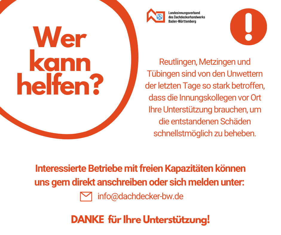 Unwetter im Innungsbezirk Reutlingen